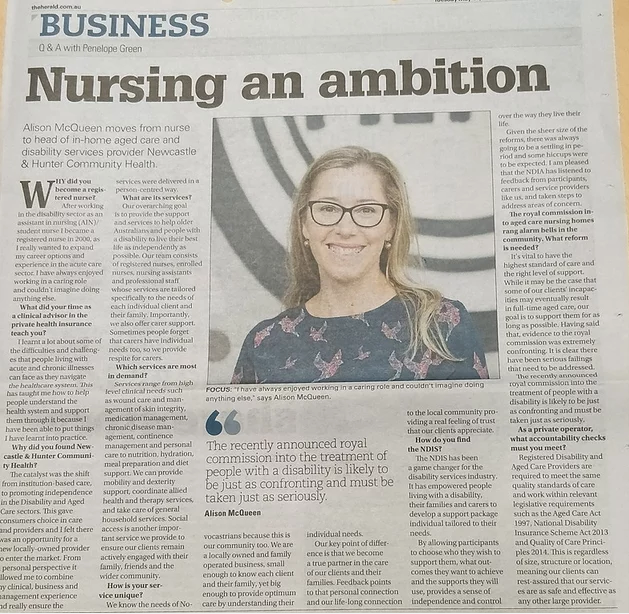 Alison McQueen in the newspaper